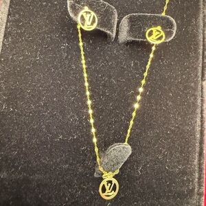 Gold Necklace and Earring Set